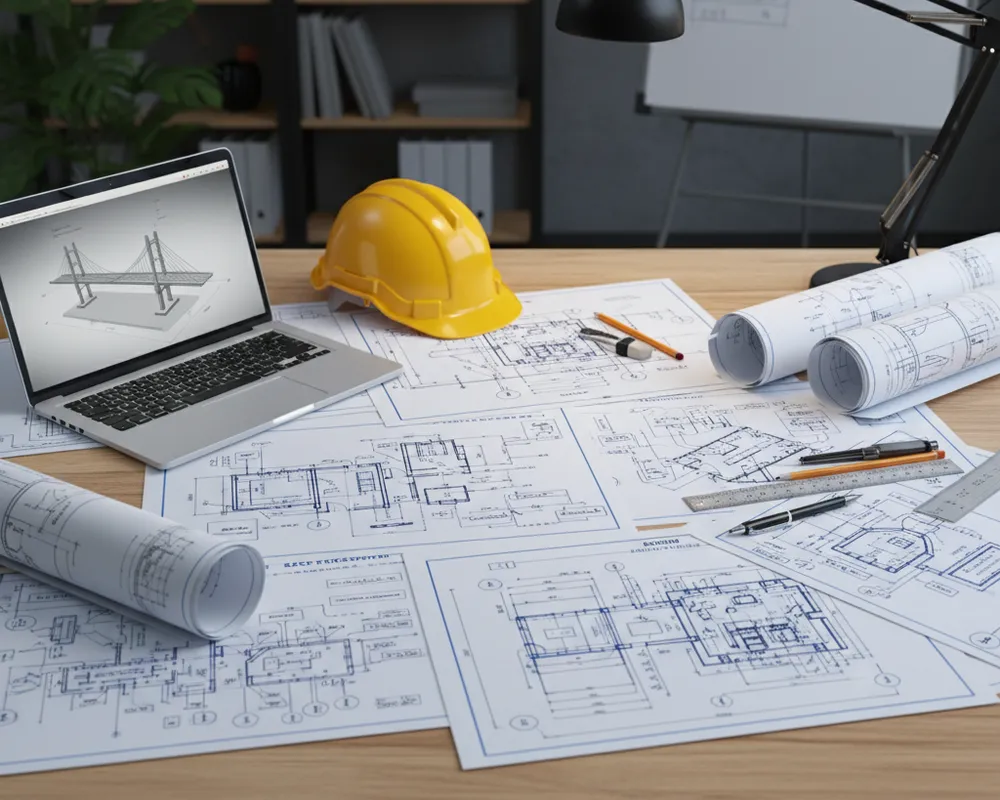 Person reviewing documents at desk.