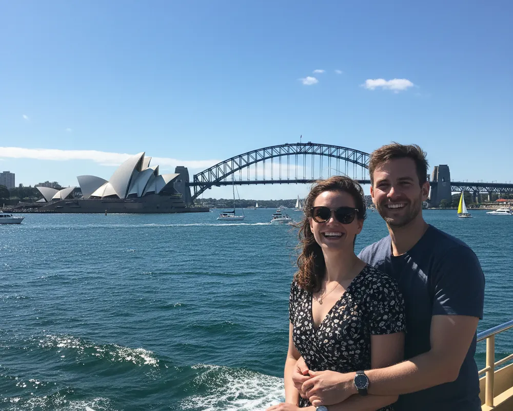 Sydney harbour at sunrise.